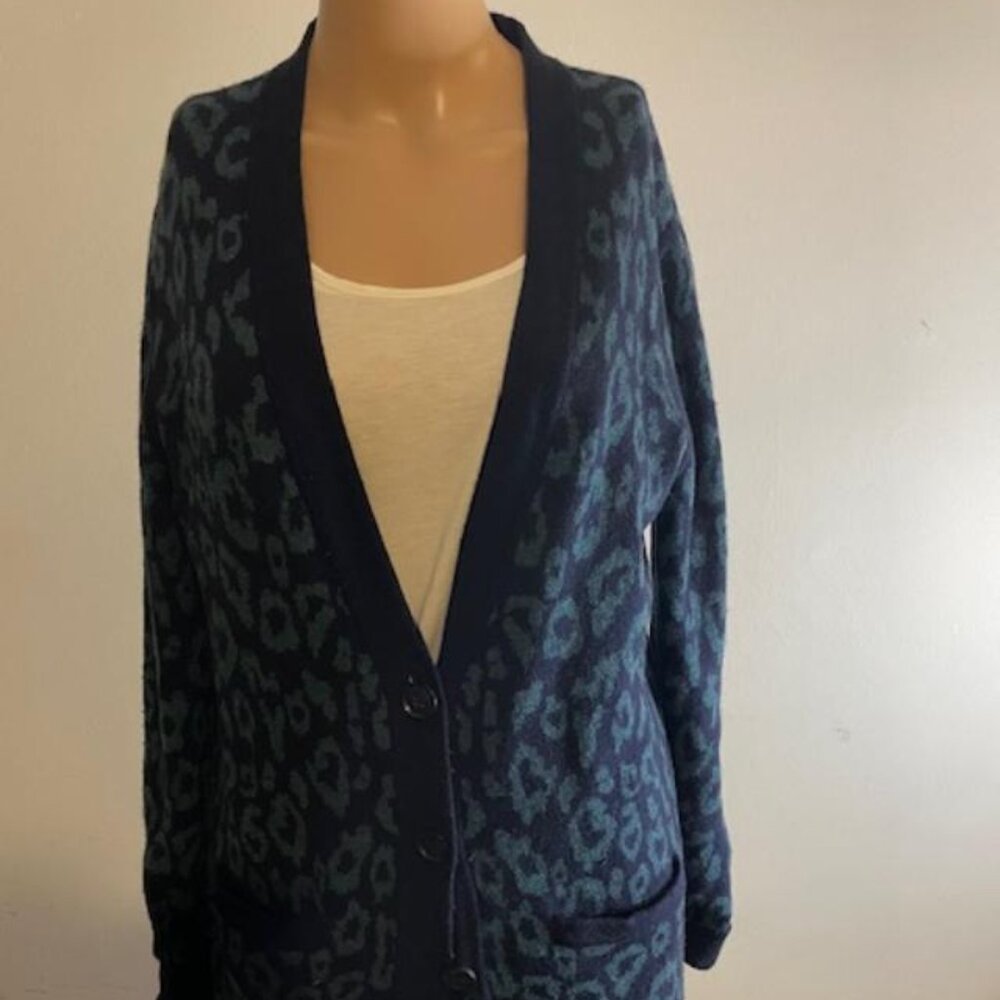 CARDIGAN - Banana Republic Leopard Print Long -Cashmere/Wool blend -small/medium